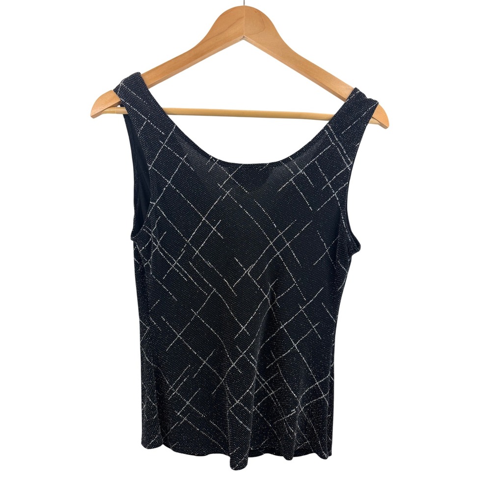 JR Nites by Caliendo Black Sparkle Cowl Neck Sleeveless Top Sz 12 Party Chic - Picture 2 of 5